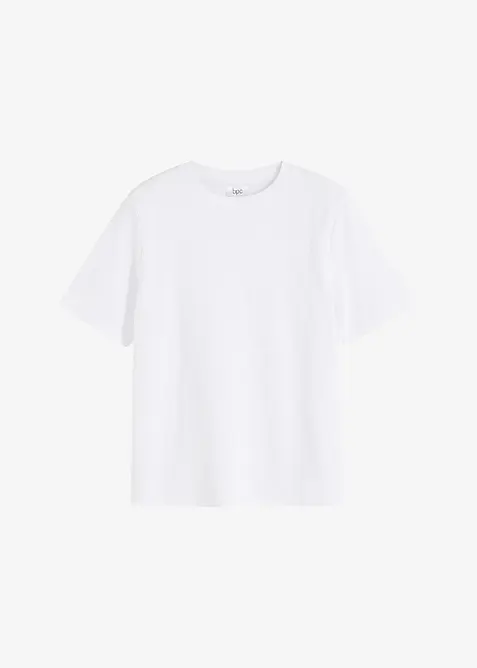 T-Shirt aus reiner schwerer Bio-Baumwolle in weiß von vorne - bonprix