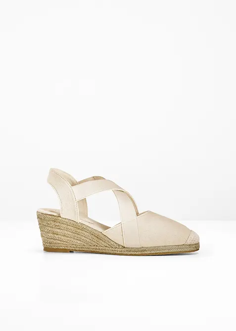 Keilpumps mit elastischen Riemen in weiß von vorne - bonprix
