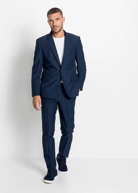 Anzug (2-tlg. Set) in Slim Fit in blau von vorne (Totalaufnahme) - bonprix