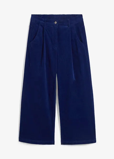 Weite Cord-Culotte aus Baumwoll-Mix in blau von vorne - bonprix