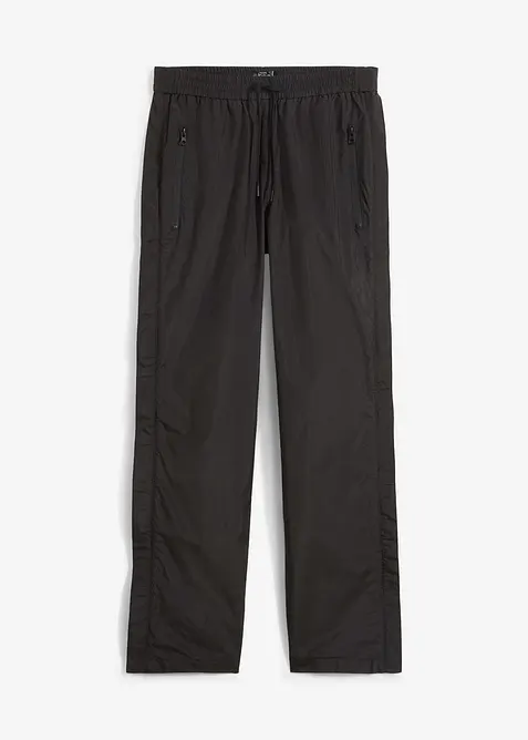 Ultraleichte Schlupf-Regenhose mit seitlichem Reißverschluss, wasserdicht in schwarz von vorne - bonprix