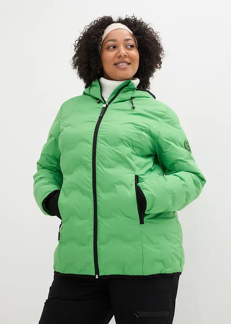 wasserabweisende, ultraleichte Funktions-Jacke in grün von vorne (im Anschnitt) - bonprix