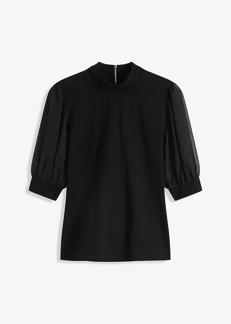 Shirt aus Baumwolle in schwarz von vorne - bonprix