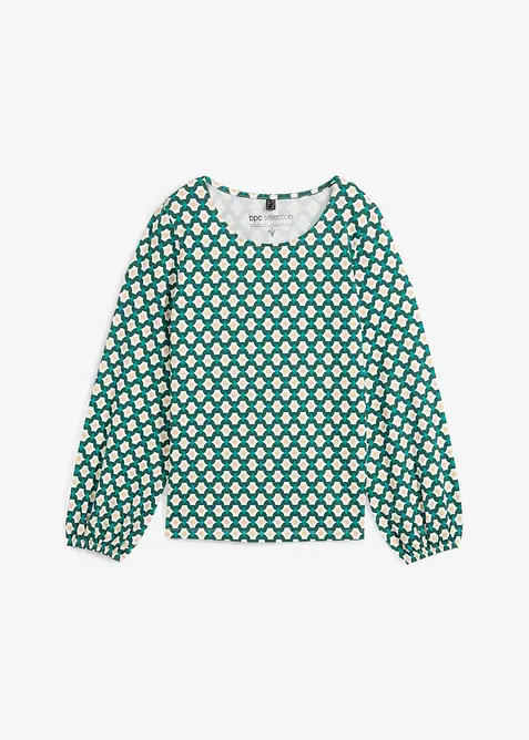 Langarmshirt aus leichtem Jersey in weiß von vorne - bonprix