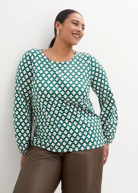 Langarmshirt aus leichtem Jersey in weiß von vorne (im Anschnitt) - bonprix