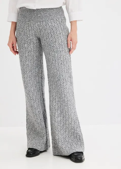 Strickhose mit Zopfmuster in grau von vorne - bonprix