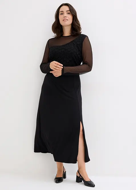 Abendkleid mit Spitze in schwarz von vorne (Totalaufnahme) - bonprix