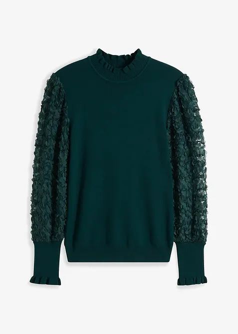 Rollkragenpullover aus weichem Viskose-Mix in grün von vorne - bonprix