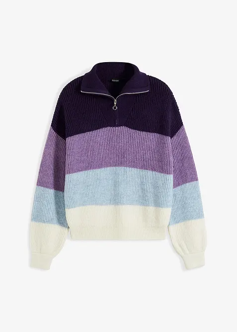 Troyer Pullover in lila von vorne - bonprix
