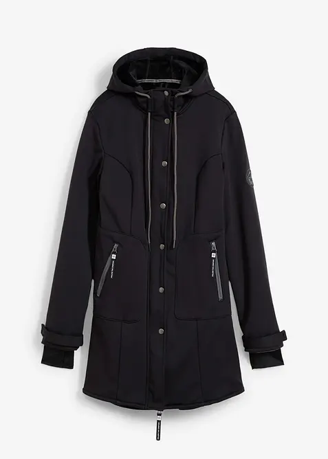 Super Stretch Softshell-Parka, wasserabweisend in schwarz von vorne - bonprix
