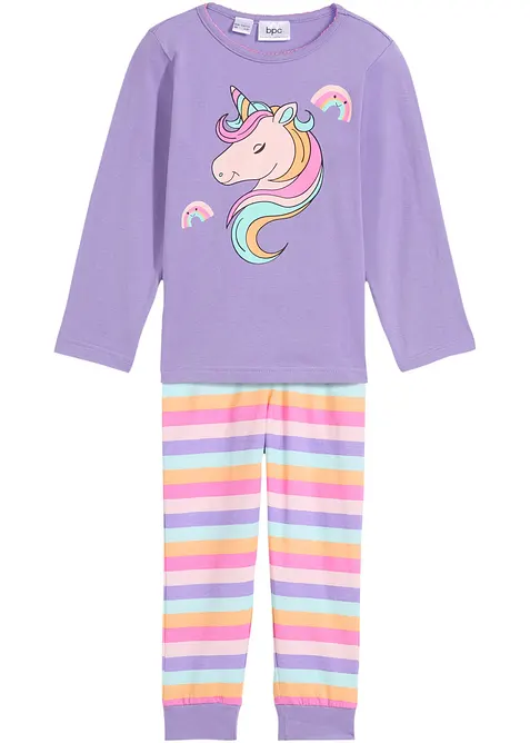 Pyjama aus weicher Baumwolle (2-tlg. Set) in rosa von vorne - bonprix