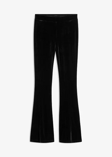 Leggings aus softem Samt in schwarz von vorne - bonprix