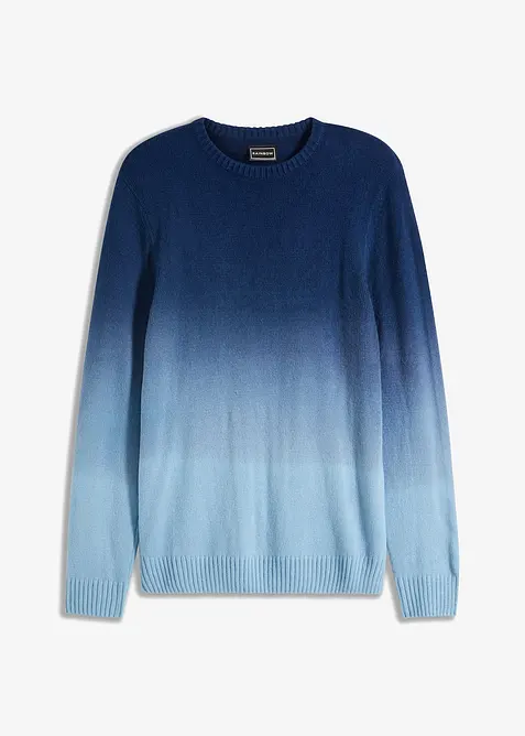 Feinstrickpullover in Regular-Fit in blau von vorne - bonprix