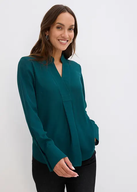 Chiffonbluse in A-Linie in grün von vorne (im Anschnitt) - bonprix