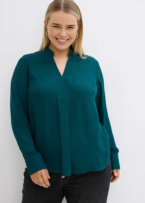 Chiffonbluse in A-Linie in grün von vorne (im Anschnitt) - bonprix