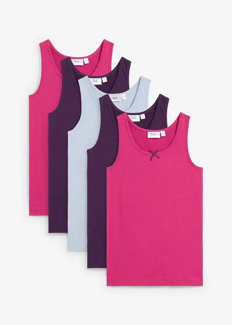 Unterhemd mit weicher Baumwolle (5er Pack) in lila von vorne - bonprix
