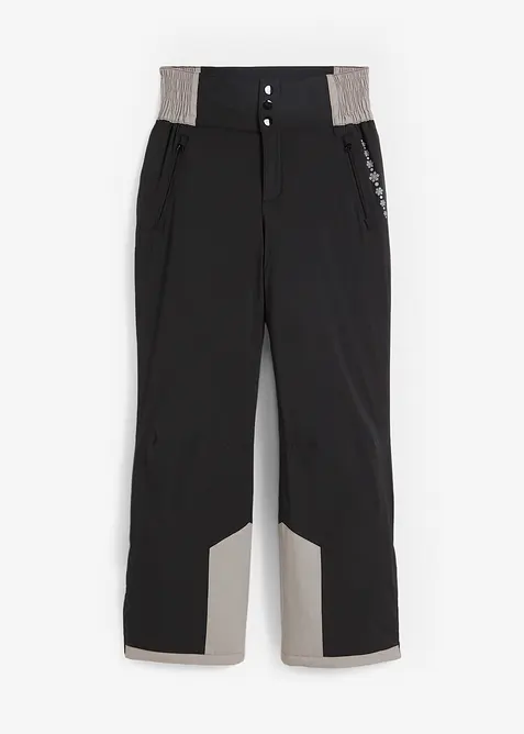 Ski Thermo-Funktionshose mit High Waist Bequembund, wasserdicht in schwarz von vorne - bonprix