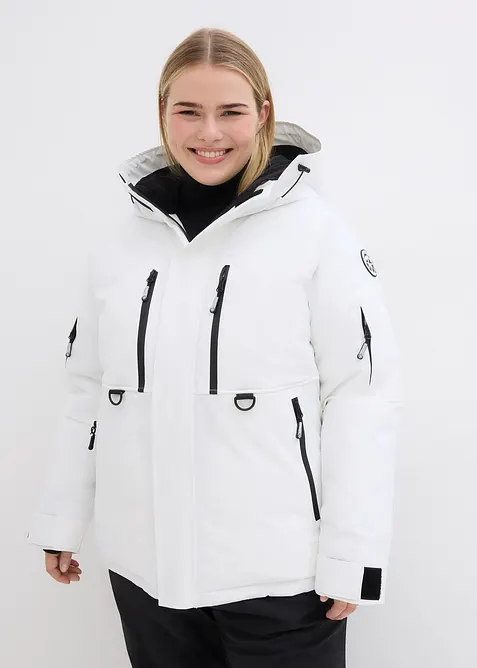 wasserdichte Ski-Jacke mit Schneefang in weiß von vorne (im Anschnitt) - bonprix