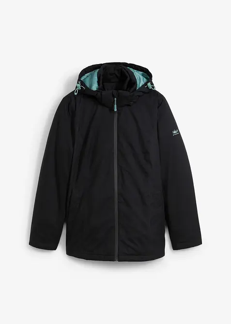 Wasserdichte 2-in-1-Optik Funktionsjacke in schwarz von vorne - bonprix