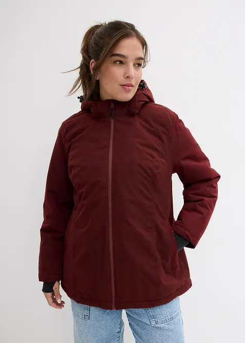 Wasserdichte 2-in-1-Optik Funktionsjacke in rot von vorne (im Anschnitt) - bonprix