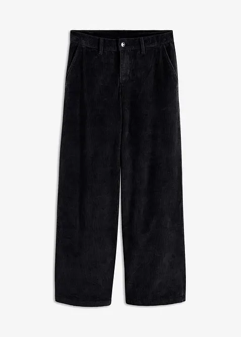 Cordhose aus elastischem Baumwoll-Mix in schwarz von vorne - bonprix