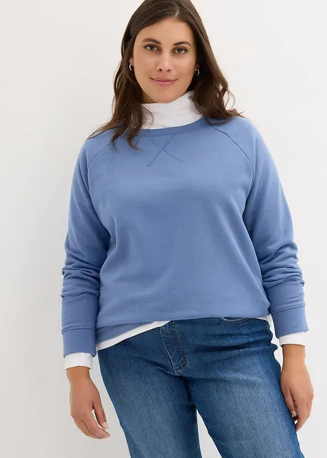 Sweatshirt in blau von vorne (im Anschnitt) - bonprix
