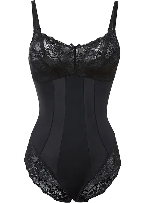 Medium Shape Body mit Spitze in schwarz von vorne - bonprix