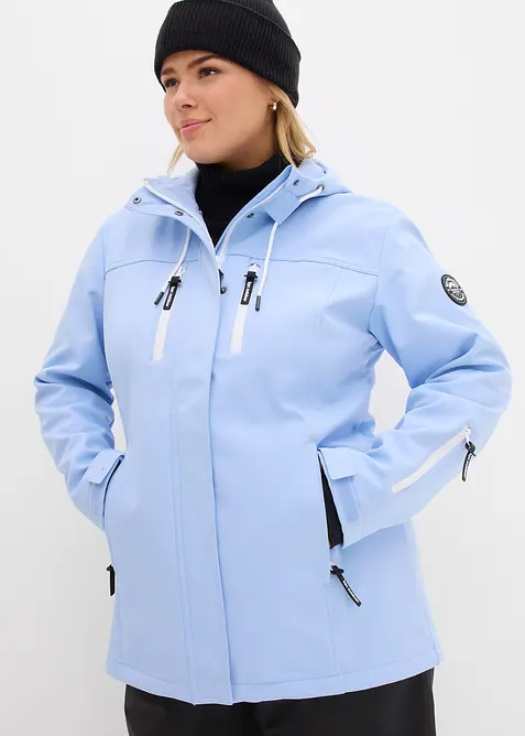 wasserabweisende Softshelljacke in blau von vorne (im Anschnitt) - bonprix