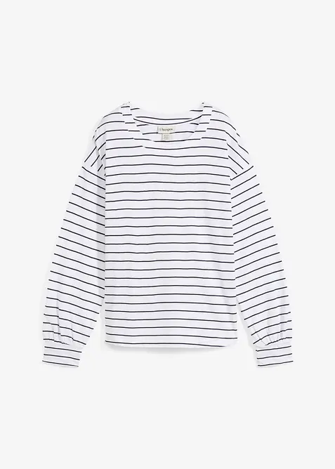 Langarmshirt aus reiner Bio-Baumwolle in weiß von vorne - bonprix