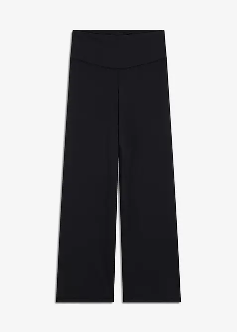Komfort-Sport-Leggings, gerades Bein, schnelltrocknend in schwarz von vorne - bonprix