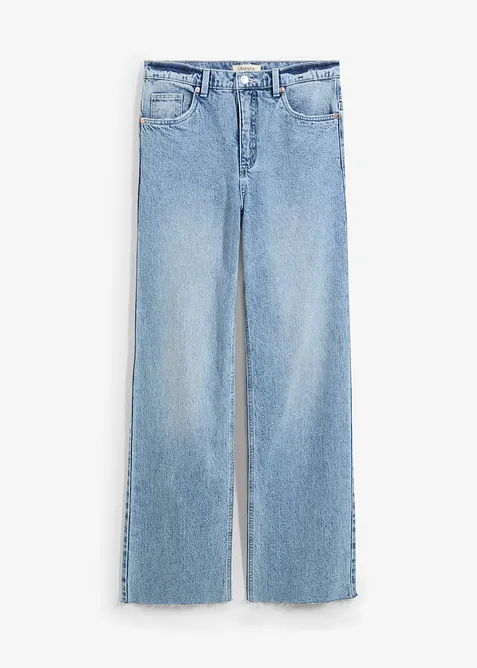 Wide-Leg-Jeans High Waist in blau von vorne - bonprix