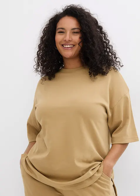 Longshirt aus Interlock in braun von vorne (im Anschnitt) - bonprix