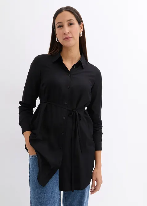 Umstandsbluse und Stillbluse aus Viskose in schwarz von vorne (im Anschnitt) - bonprix
