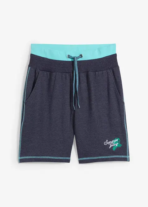 Sweat-Shorts aus Baumwoll-Mix in blau von vorne - bonprix