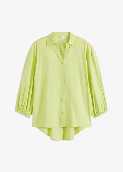 Vokuhila-Bluse aus Baumwoll-Mix in grün von vorne - bonprix