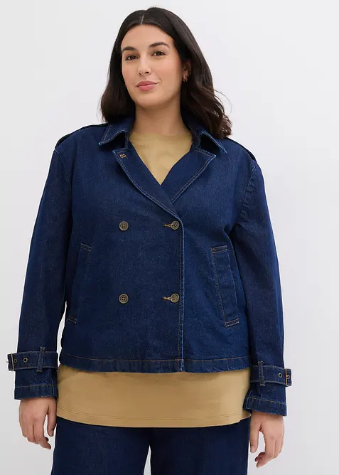 Denim Trenchjacke in blau von vorne (im Anschnitt) - bonprix
