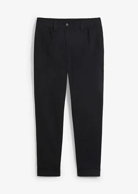 Knöchellange Chinohose aus elastischem Baumwoll-Mix in schwarz von vorne - bonprix