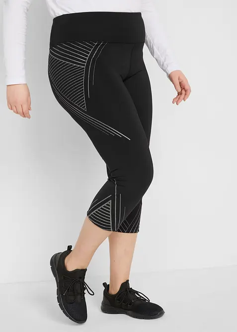Sport-Leggings mit Tasche, 3/4-Länge in schwarz von vorne - bonprix