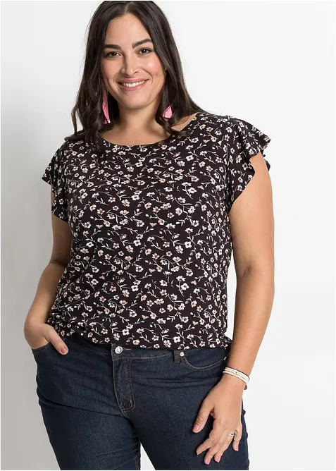Shirt in schwarz von vorne (im Anschnitt) - bonprix