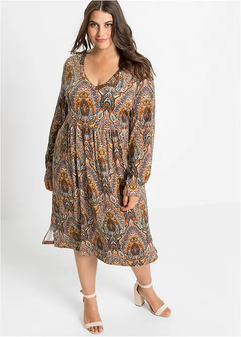 Jerseykleid mit Paisley in rot von vorne (Totalaufnahme) - bonprix