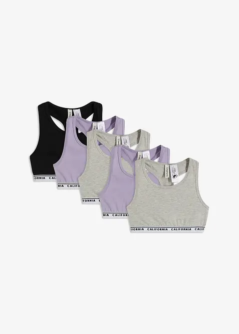 Bustier mit weicher Baumwolle (5er Pack) in lila von vorne - bonprix