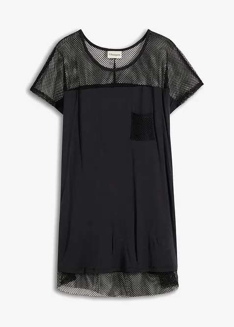 Strand Longshirt aus fließender Viskose in schwarz von vorne - bonprix