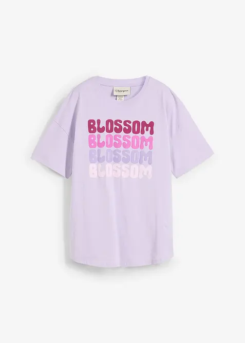 Oversize-Boxyshirt aus Bio-Baumwolle in lila von vorne - bonprix