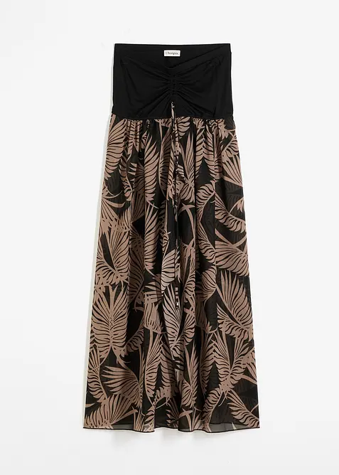 Bandeau-Strandkleid aus leichtem Chiffon in schwarz von vorne - bonprix