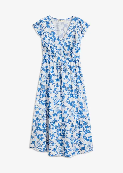 Midikleid aus fließender Viskose in weiß von vorne - bonprix