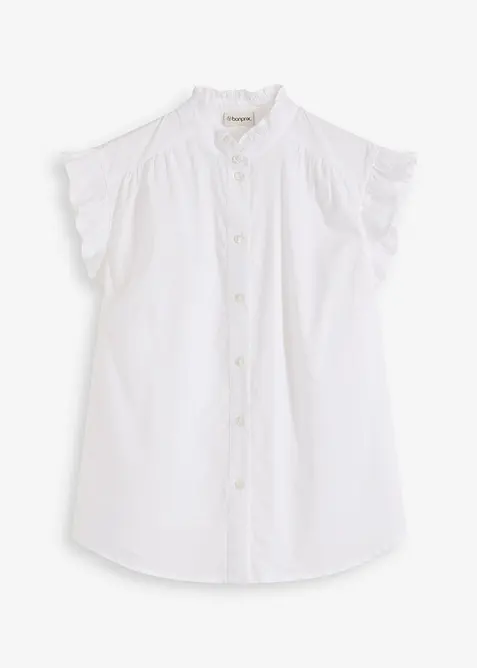 Bluse aus reiner Baumwolle in weiß von vorne - bonprix