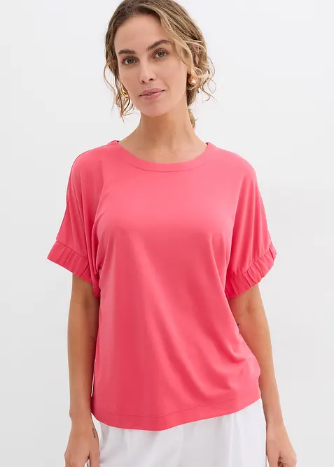 Shirt aus softem Viskose-Mix in pink von vorne (im Anschnitt) - bonprix