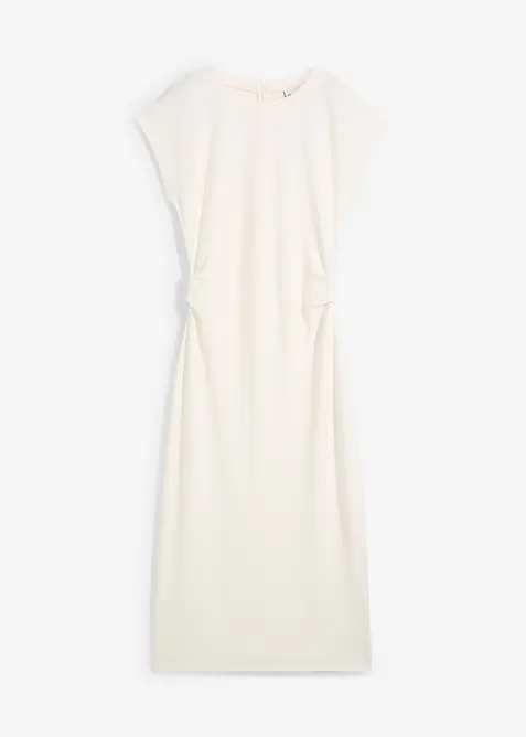 Midikleid aus softem Punto-di-Roma in weiß von vorne - bonprix