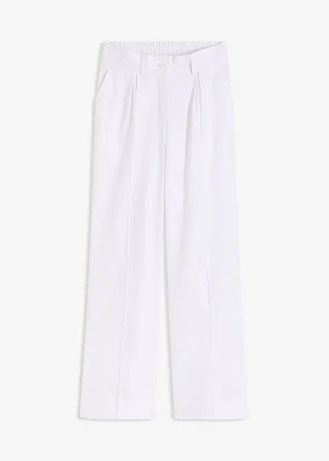 Palazzo-Hose aus Leinen-Mix in weiß von vorne - bonprix