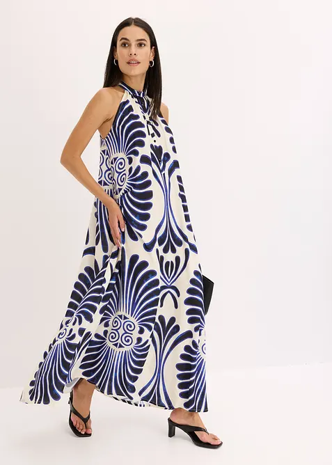 Weites Maxikleid aus fließender Viskose in blau im Look von vorne (Totalaufnahme) - bonprix